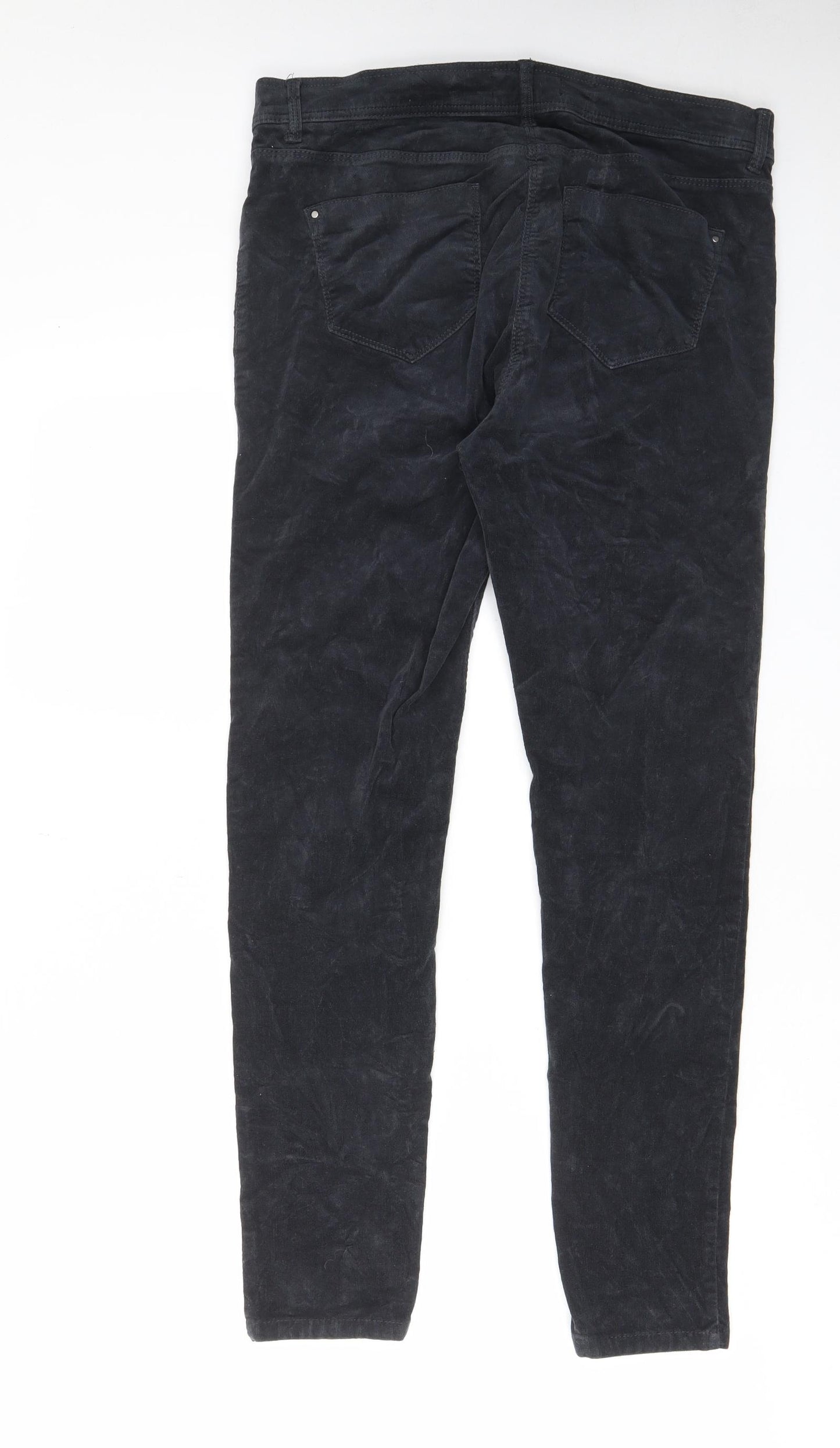 Dorothy Perkins Womens Grey Cotton Trousers Size 14 L29 in Regular Zip - Pockets, Belt Loops