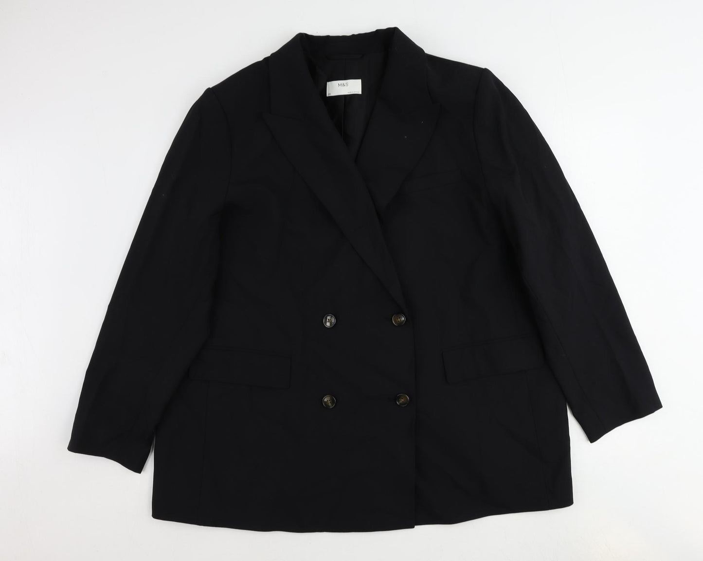 Marks and Spencer Womens Black Polyester Jacket Suit Jacket Size 22