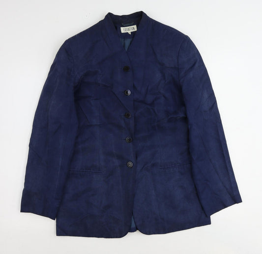 Equation Womens Blue Viscose Jacket Blazer Size 12