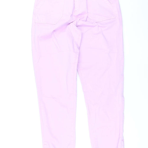 Marks and Spencer Womens Purple Cotton Cargo Trousers Size 14 L28 in Regular Zip