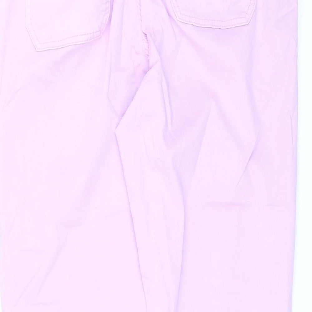 Marks and Spencer Womens Purple Cotton Cargo Trousers Size 14 L28 in Regular Zip