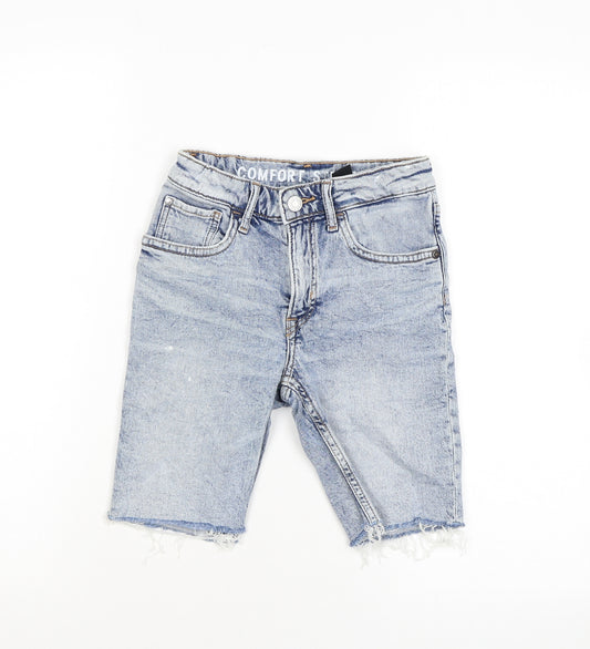 H&M Boys Blue Cotton Bermuda Shorts Size 6-7 Years L8 in Regular Zip