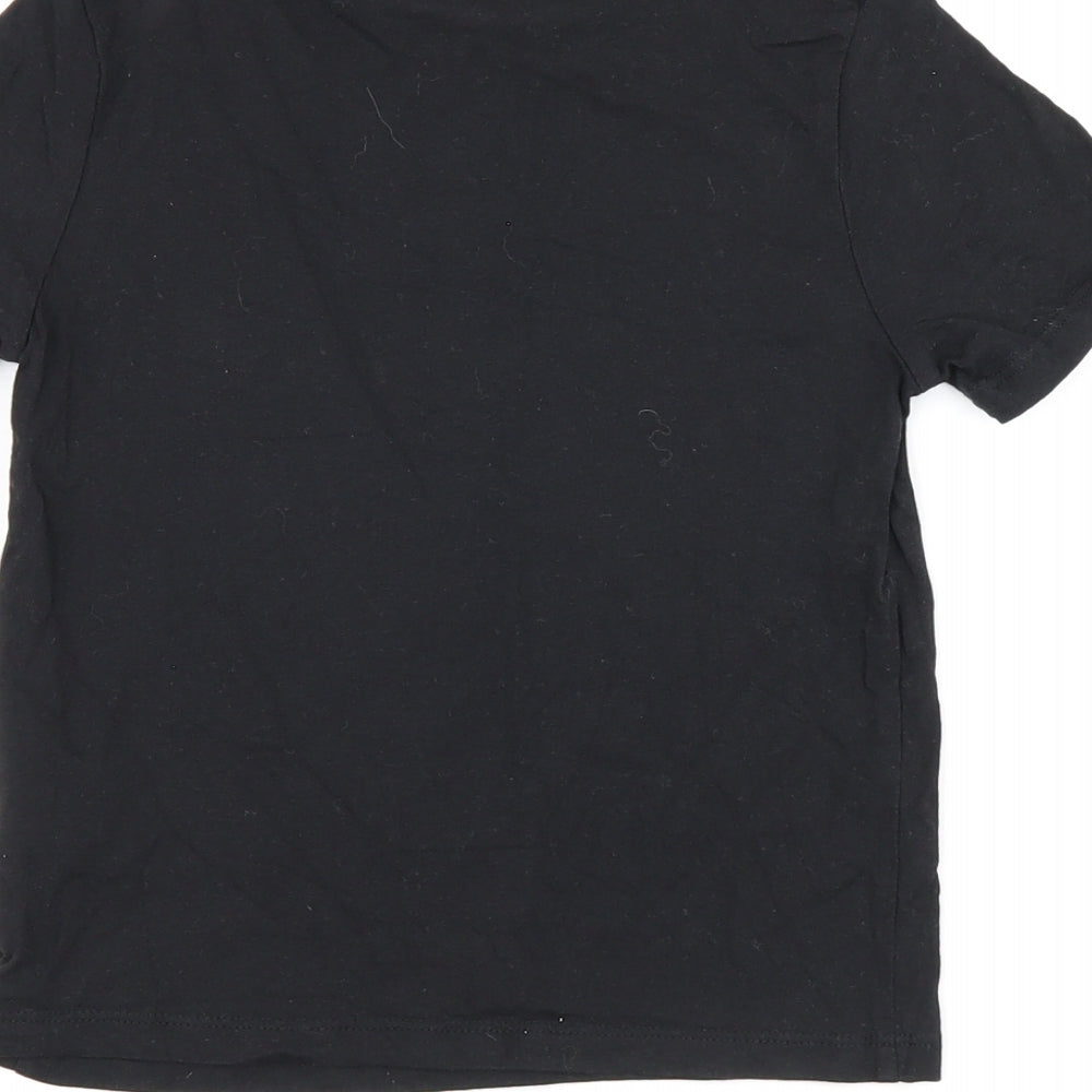 H&M Boys Black Cotton Jersey T-Shirt Size 4-5 Years Round Neck Pullover - 4-6 years