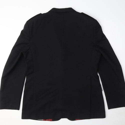 River Island Mens Black Jacket Blazer Size L Button - Pocket detail