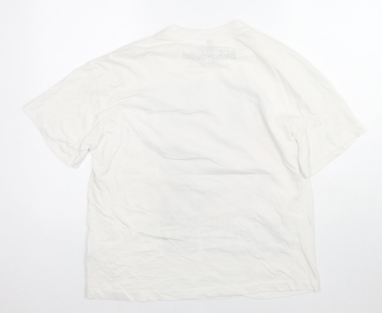 H&M Womens White Cotton Basic T-Shirt Size S Round Neck - Whitney Houston