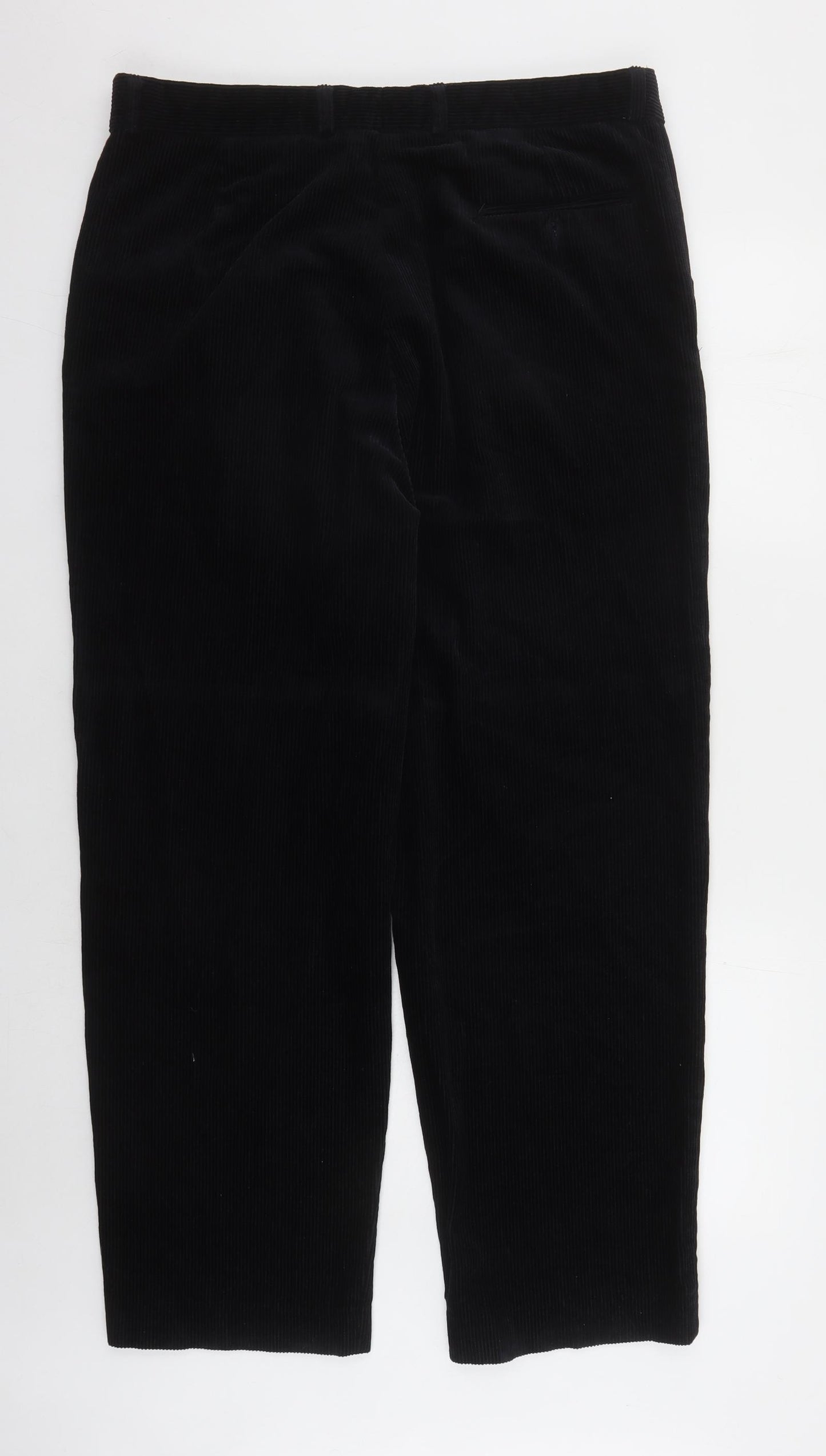 EWM Mens Black Cotton Trousers Size 38 in L29 in Regular Zip