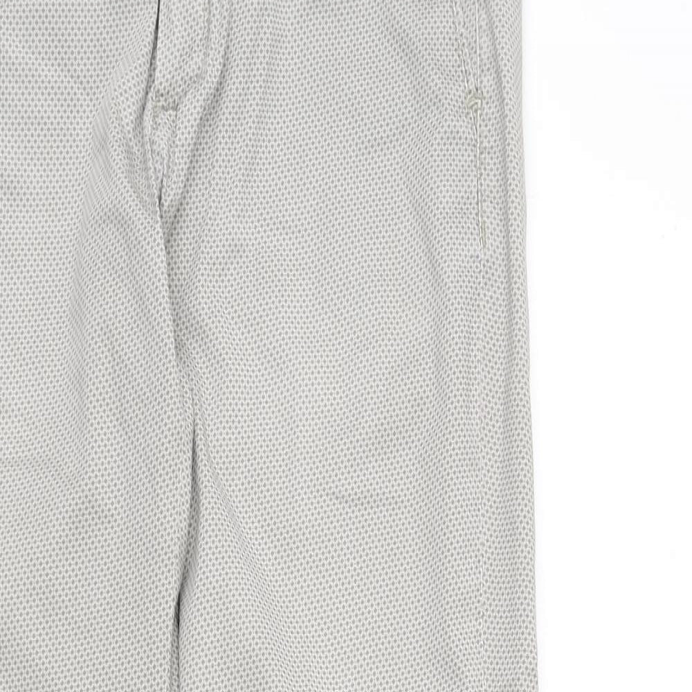 Massimo Dutti Mens Beige Geometric Cotton Dress Pants Trousers Size 30 in L28 in Slim Zip