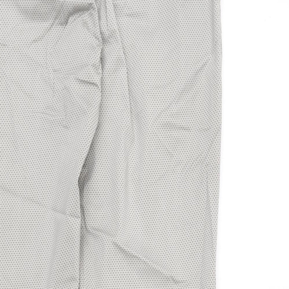 Massimo Dutti Mens Beige Geometric Cotton Dress Pants Trousers Size 30 in L28 in Slim Zip