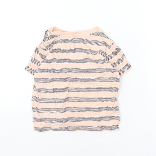 John Lewis Boys Pink Striped Cotton Basic T-Shirt Size 2-3 Years Round Neck Button