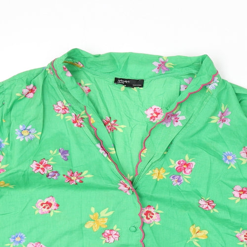 Nobody's Child Womens Green Floral 100% Cotton Top Pyjama Top Size 16 Button - Size 16-18