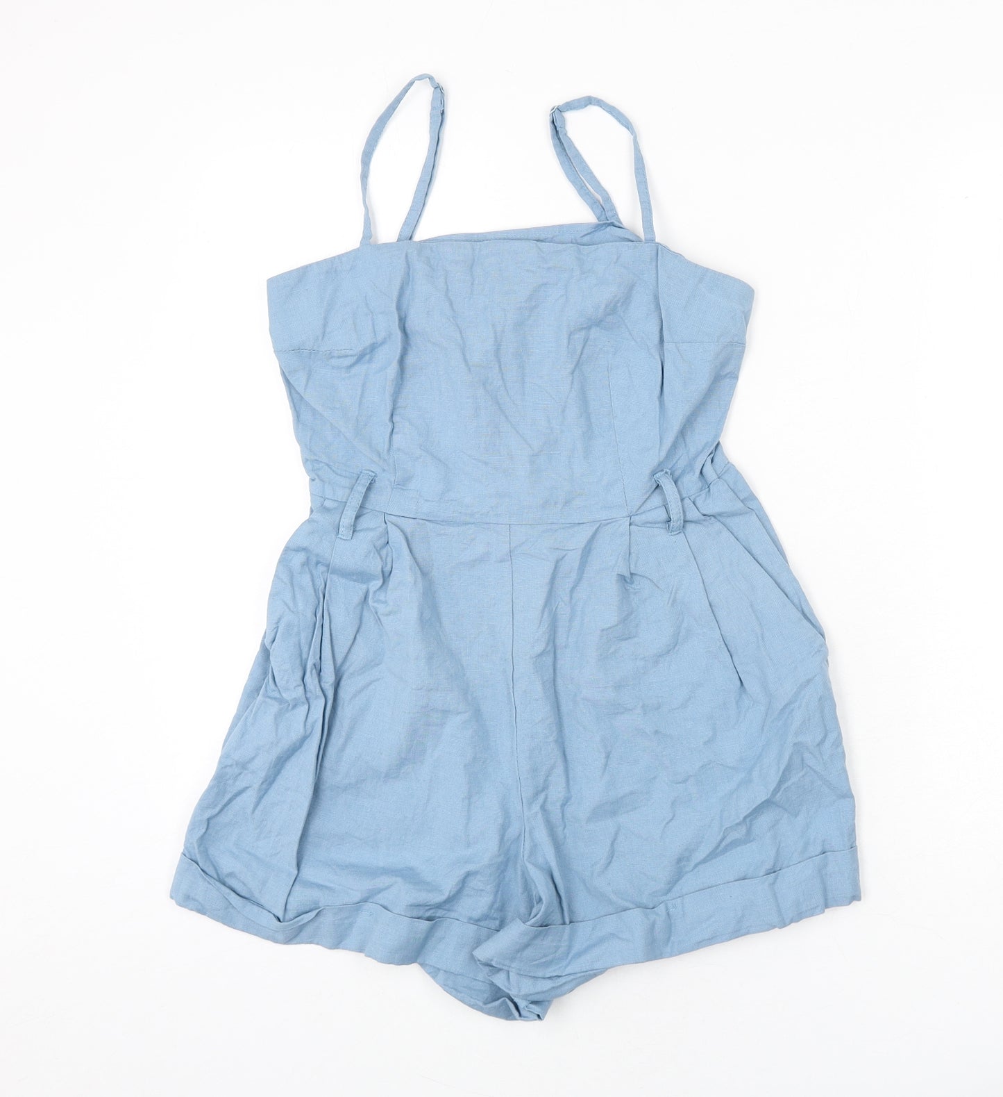 ASOS Womens Blue Cotton Romper One-Piece Size 8 Zip