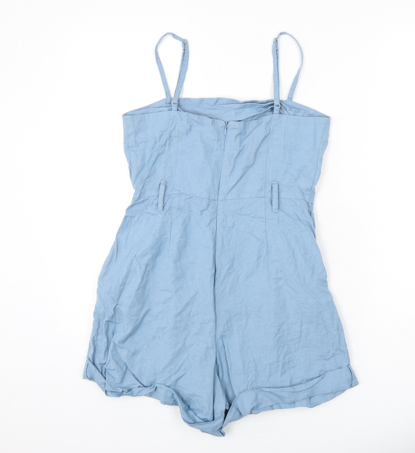 ASOS Womens Blue Cotton Romper One-Piece Size 8 Zip