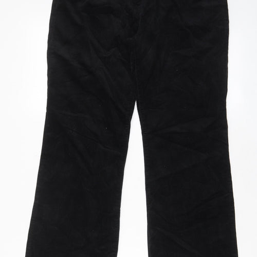 Marks and Spencer Womens Black Cotton Bloomer Trousers Size 14 L28 in Regular Zip - Pockets, Belt Loops