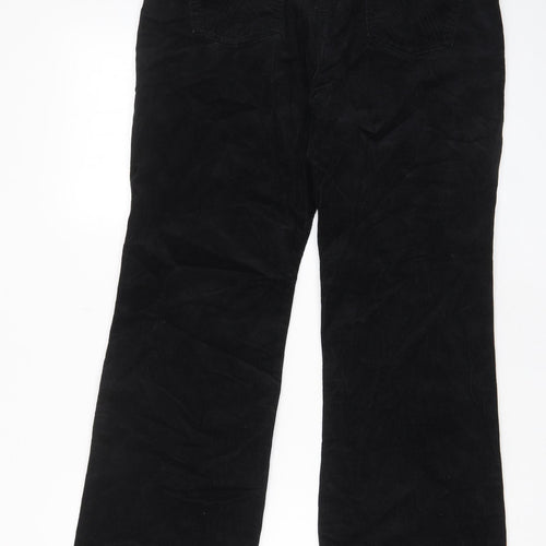 Marks and Spencer Womens Black Cotton Bloomer Trousers Size 14 L28 in Regular Zip - Pockets, Belt Loops