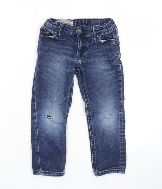 Polo Ralph Lauren Boys Blue Cotton Straight Jeans Size 3 Years Regular Zip - Pockets, Belt Loops