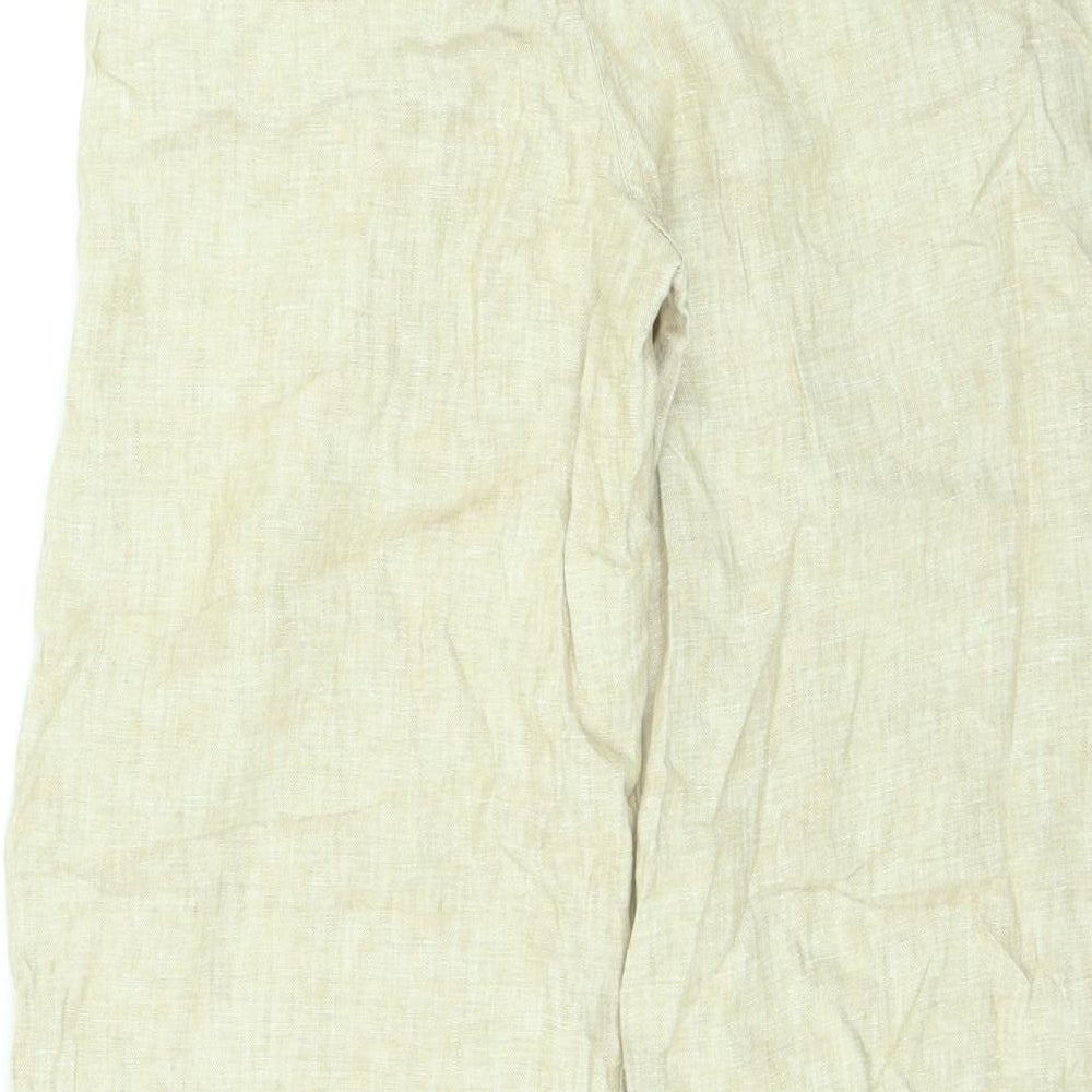 Marks and Spencer Womens Beige Linen Trousers Size 14 L30 in Regular Zip