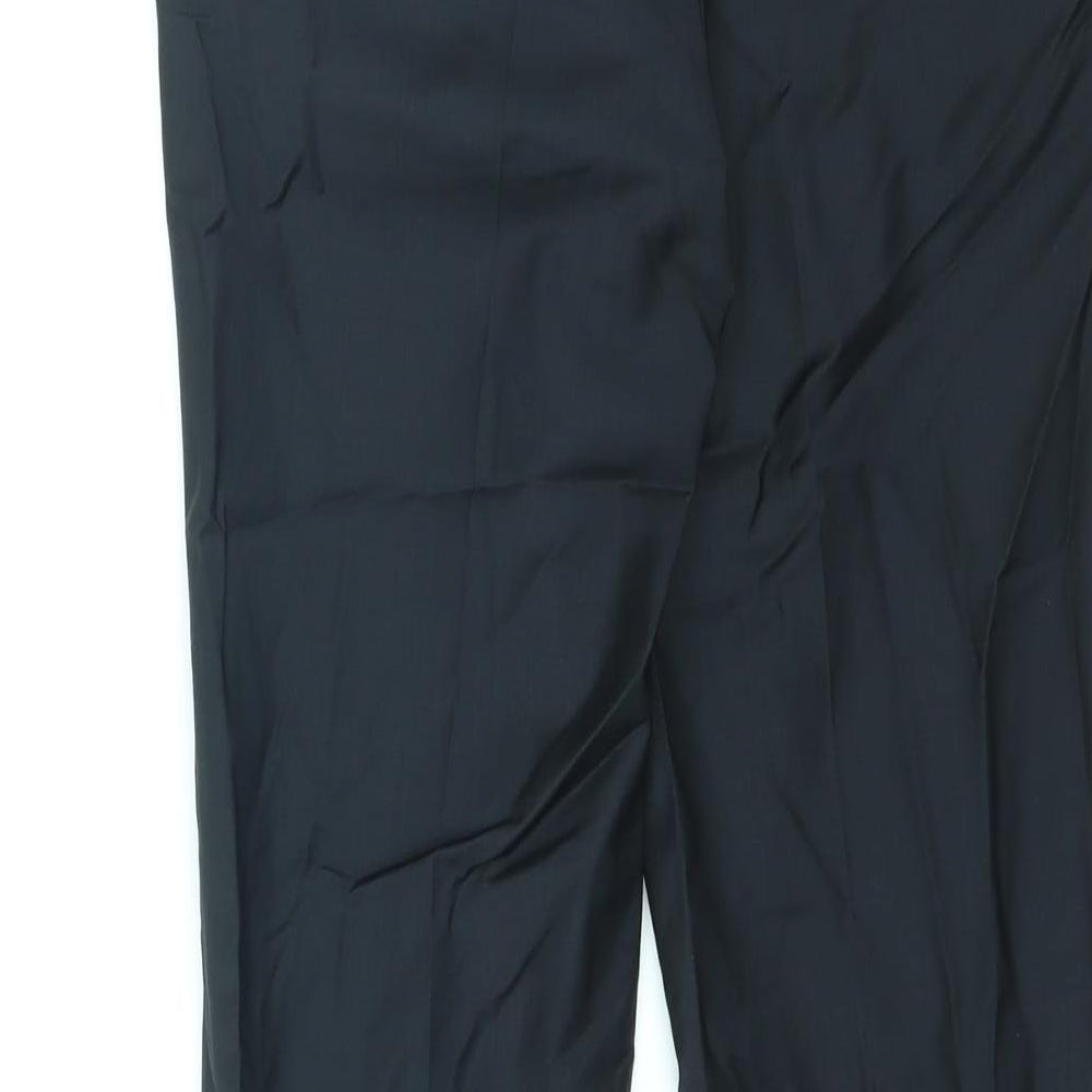 Marks and Spencer Mens Black Wool Dress Pants Trousers Size 30 in L31 in Regular Zip