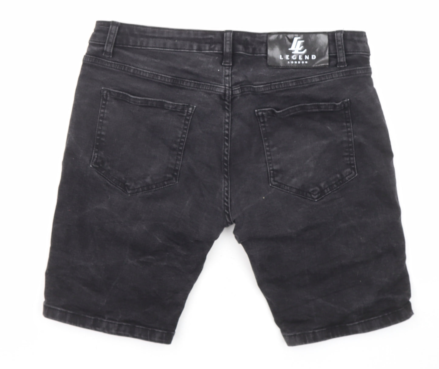 Legend Mens Black Cotton Bermuda Shorts Size 32 in L8 in Regular Zip - Pockets