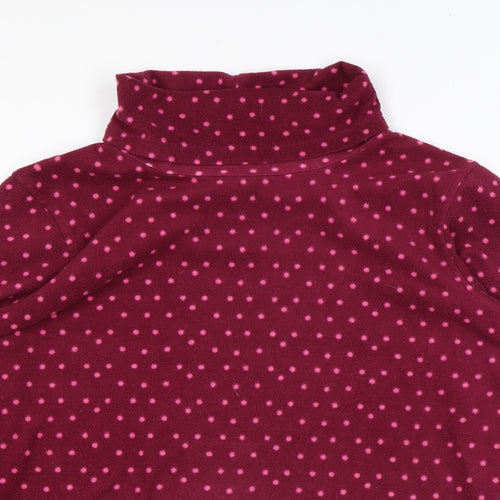 Lands' End Womens Purple Roll Neck Polka Dot Polyester Pullover Jumper Size L