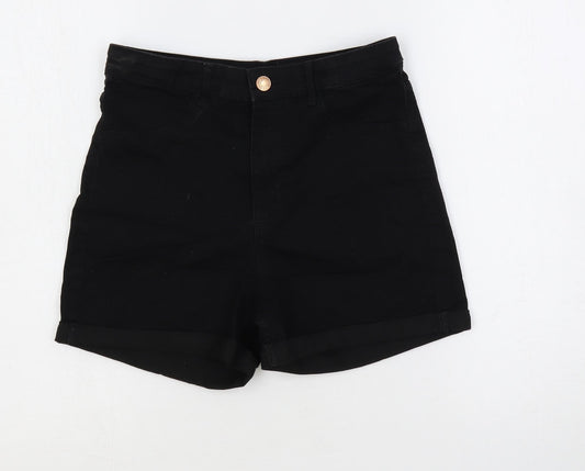 H&M Girls Black Cotton Hot Pants Shorts Size 14 Years Regular Buckle