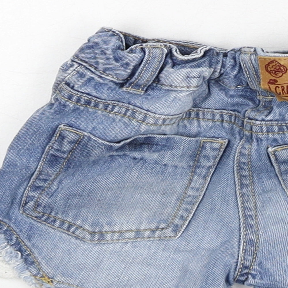 NEXT Girls Blue Cotton Cut-Off Shorts Size 4 Years Regular Zip - Lace Detail