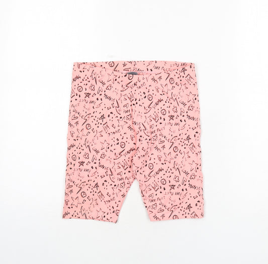 NEXT Girls Pink Geometric Cotton Biker Shorts Size 11 Years L8 in Regular - Purr-fect, Strong, Dance, Love