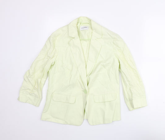 Classic Womens Green Linen Jacket Blazer Size 8