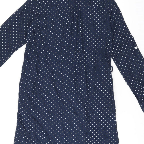 L.O.G.G Girls Blue Polka Dot Cotton Shirt Dress Size 9-10 Years Collared Button