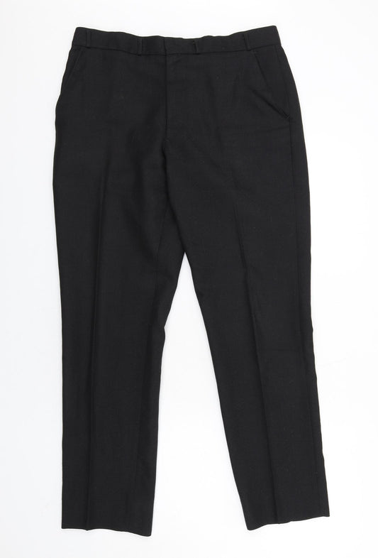 Burton Mens Black Wool Dress Pants Trousers Size 36 in L31 in Regular Zip