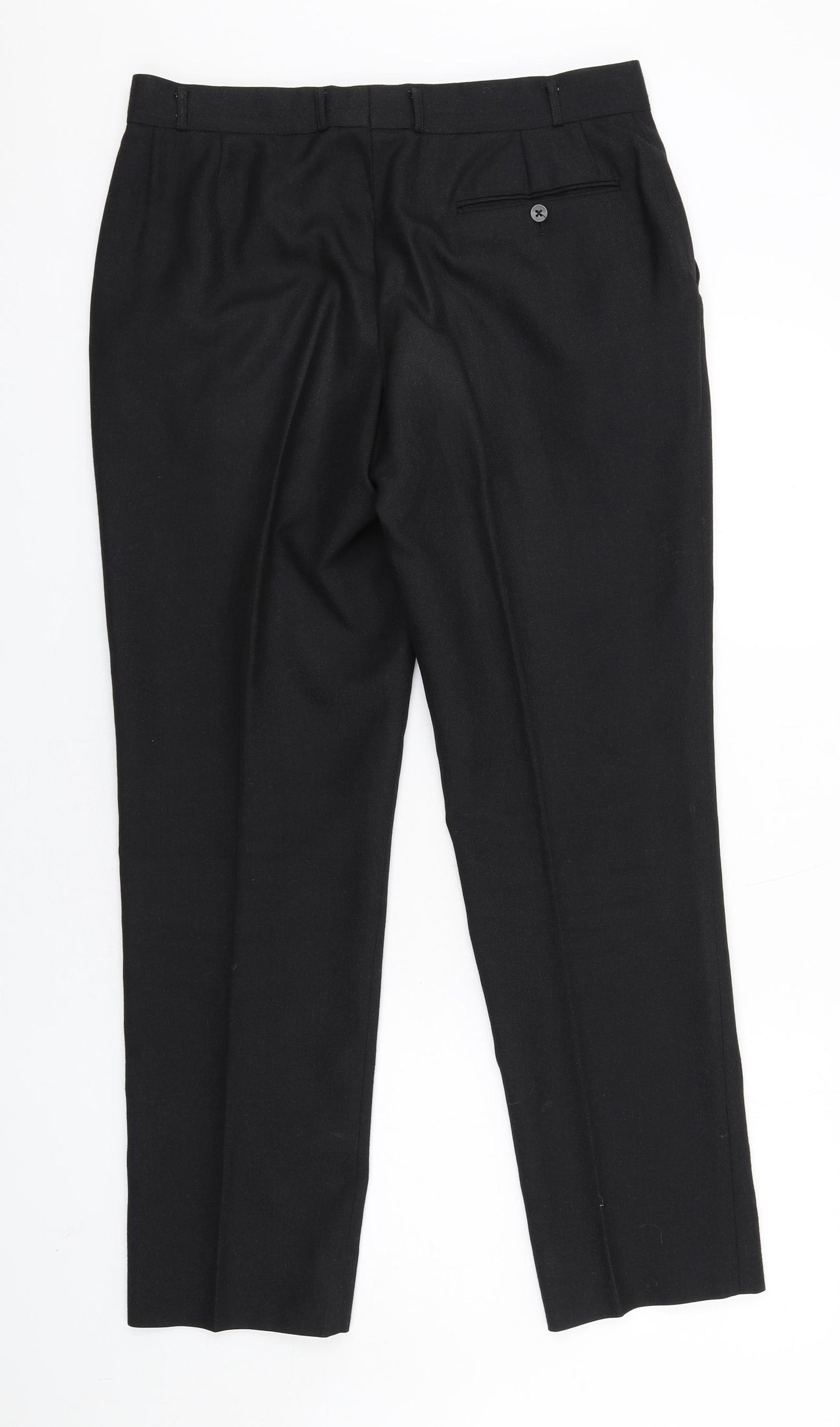 Burton Mens Black Wool Dress Pants Trousers Size 36 in L31 in Regular Zip