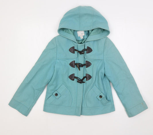 NEXT Girls Blue Duffle Coat Coat Size 9-10 Years Zip