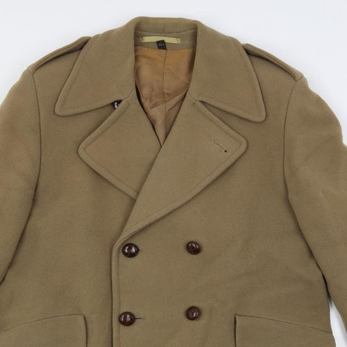 Burton Mens Beige Pea Coat Coat Size L Button