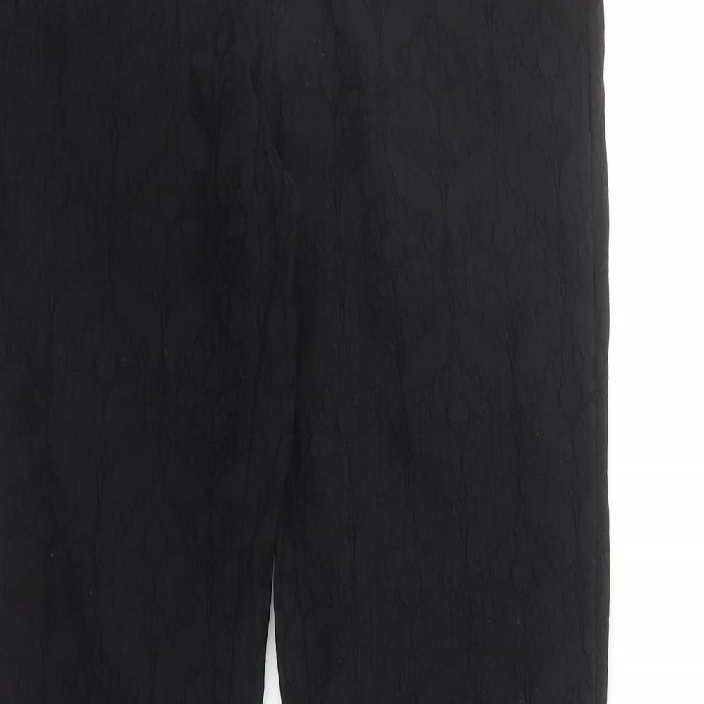 Just Elegance Womens Black Geometric Viscose Trousers Size 14 L30 in Regular - Elasticated Waist