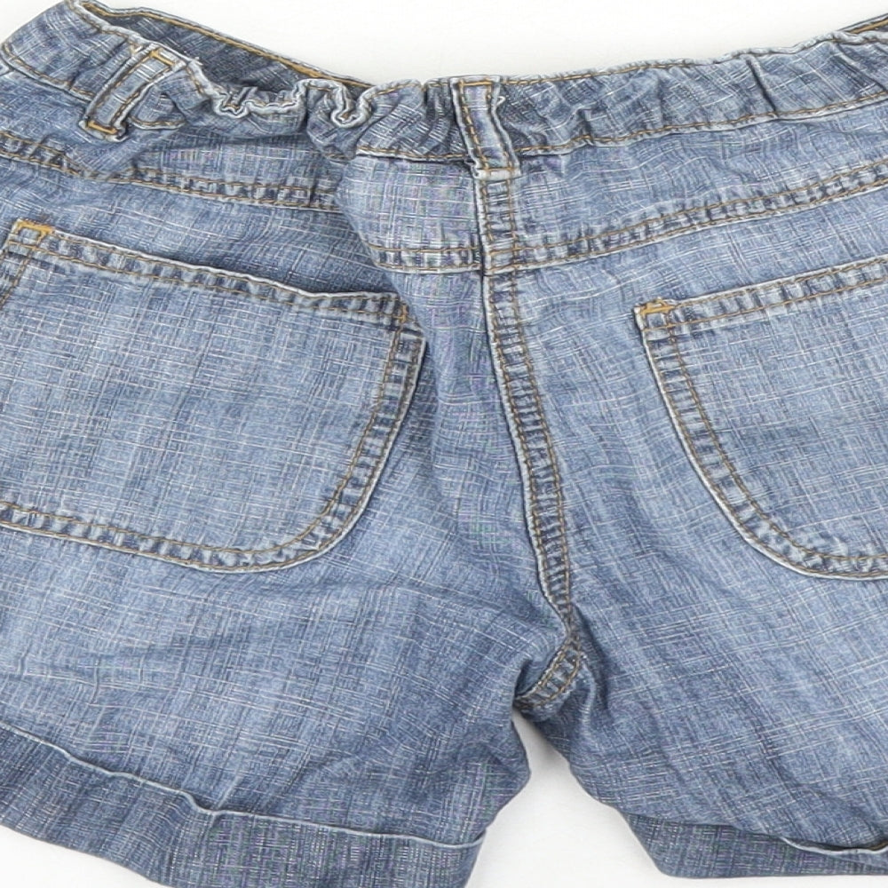 NEXT Girls Blue Cotton Chino Shorts Size 10 Years L4 in Regular Zip - Elasticated Waist