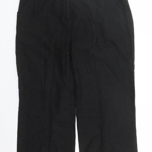 Xe Womens Black Linen Cropped Trousers Size 14 L23 in Regular Zip