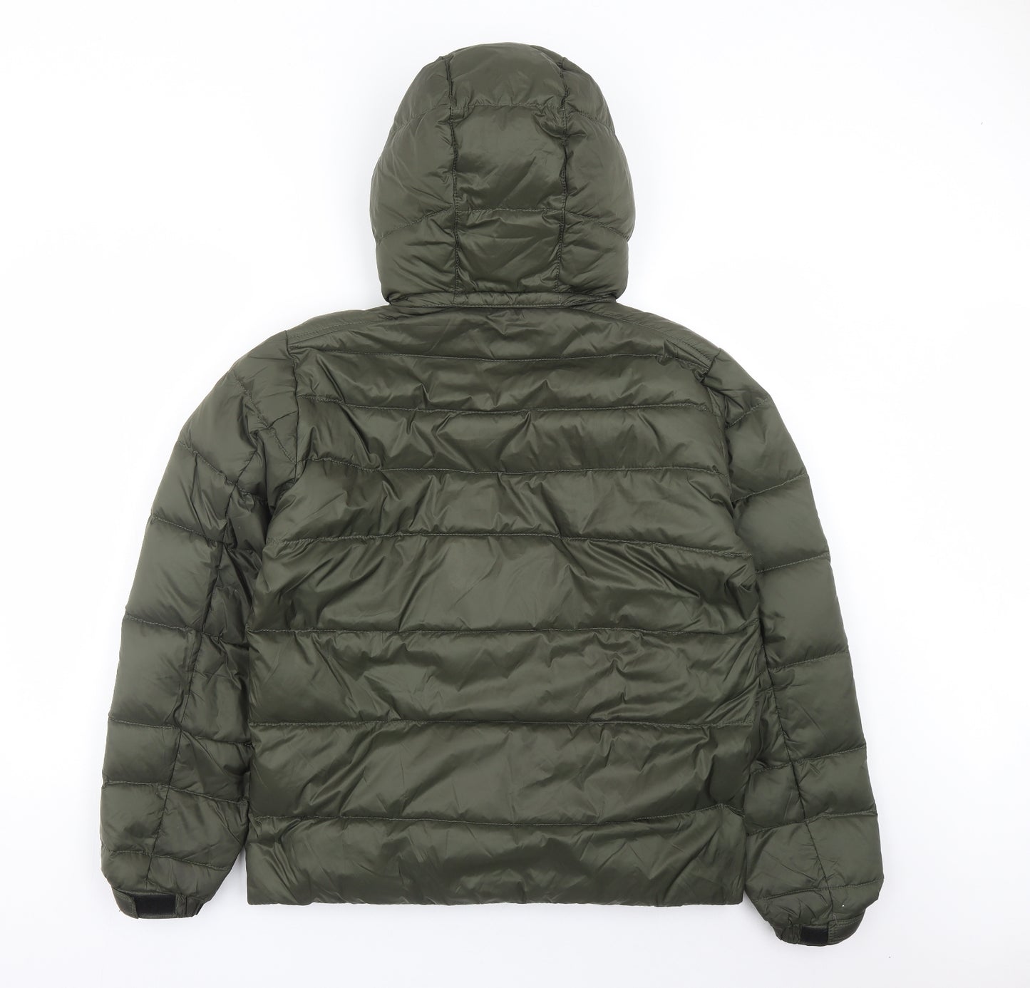 Strellson Mens Green Quilted Coat Size L Zip - Detachable Hood
