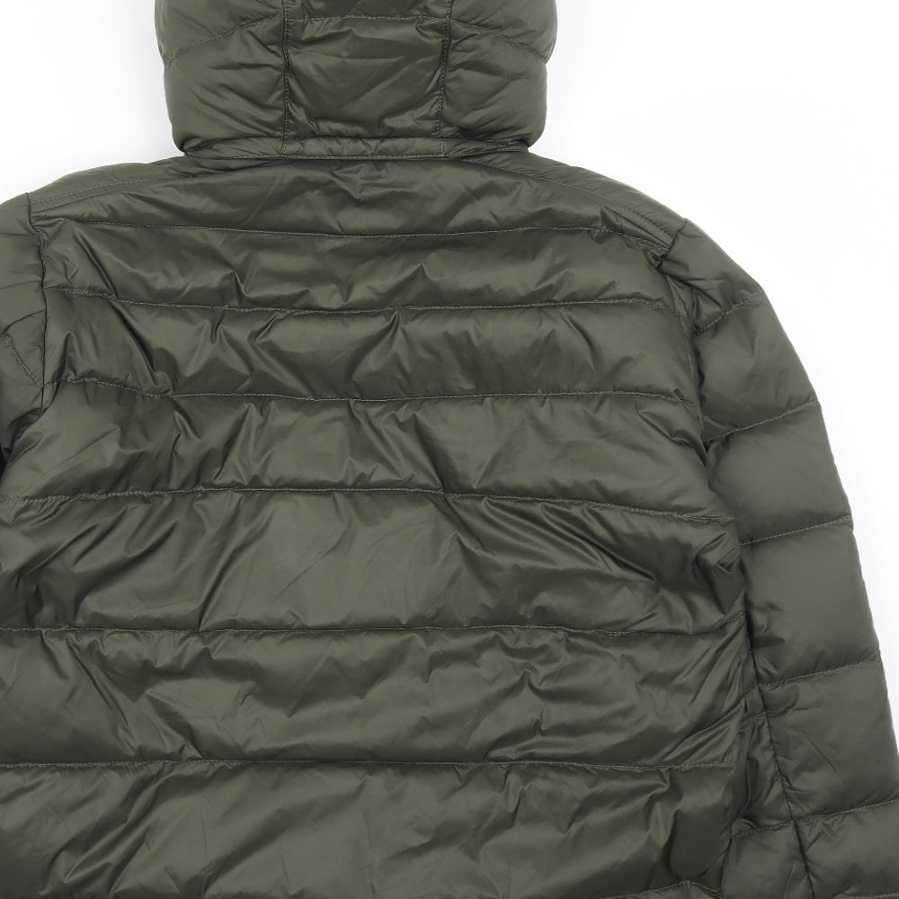 Strellson Mens Green Quilted Coat Size L Zip - Detachable Hood