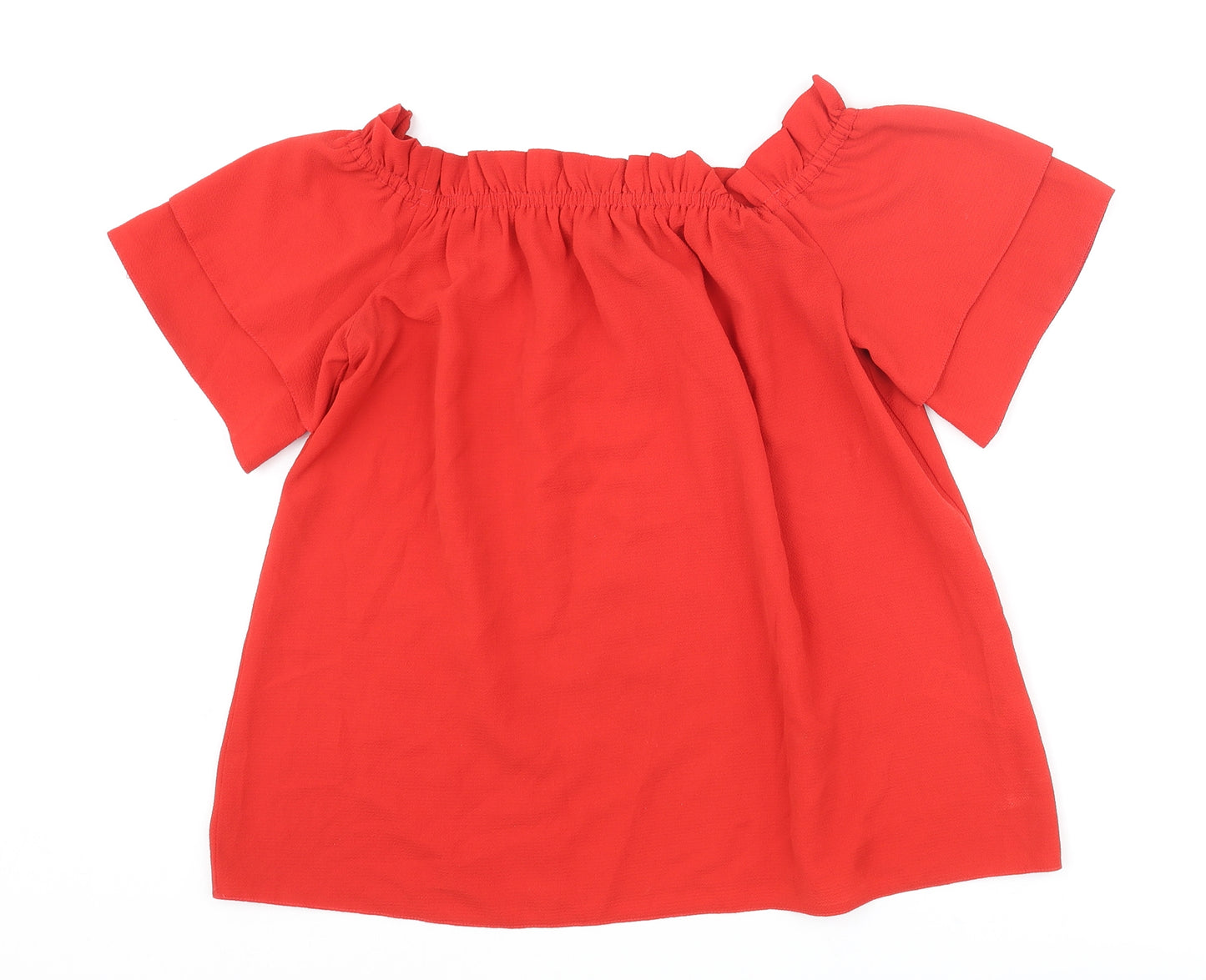 Dorothy Perkins Womens Red Polyester Basic Blouse Size 10 Off the Shoulder
