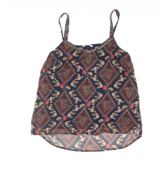 Per Una Womens Multicoloured Geometric Polyester Camisole Blouse Size 10 Scoop Neck - Sequin