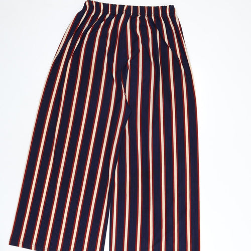 Stella Morgan Womens Blue Striped Polyester Trousers Size 14 L23 in Regular