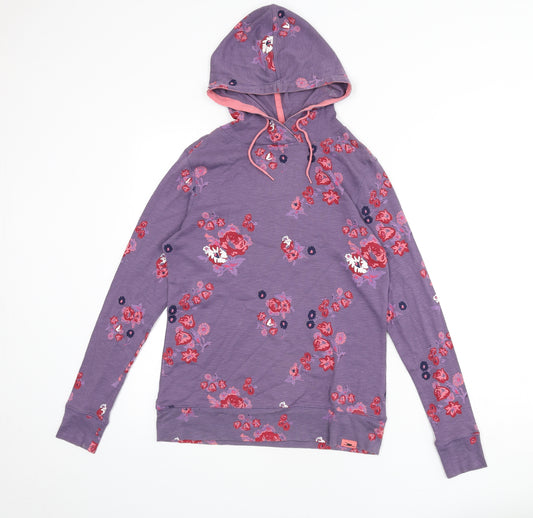 Crane Womens Purple Floral 100% Cotton Pullover Hoodie Size S Pullover