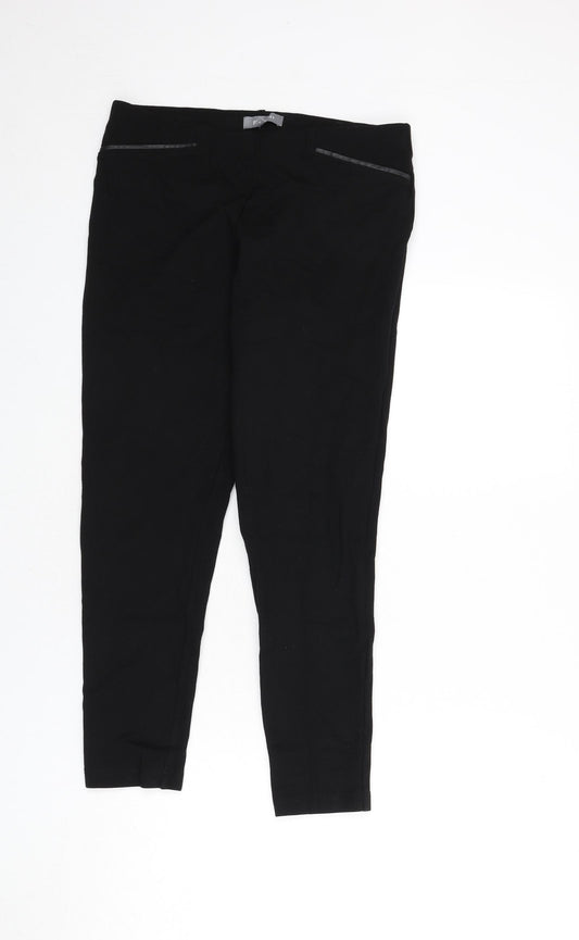 Principles Womens Black Vinyl Capri Leggings Size 14 L24 in