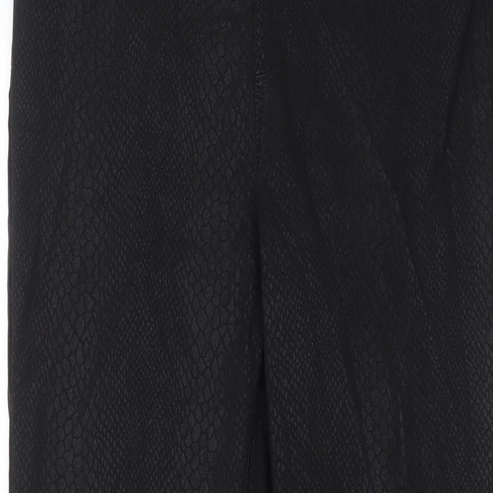 Marks and Spencer Womens Black Animal Print Viscose Jegging Trousers Size 14 L28 in Regular - Elastic waist
