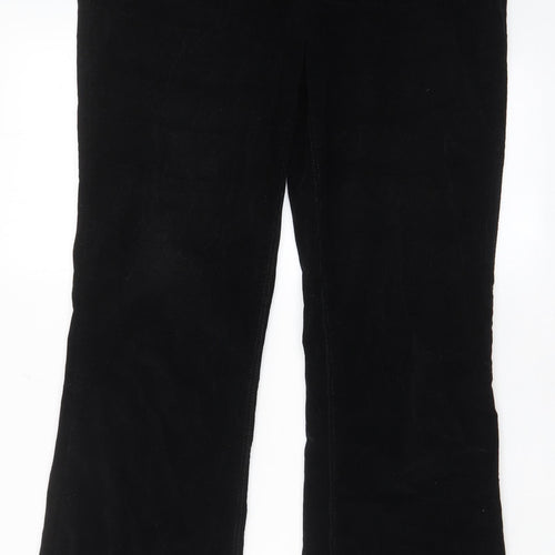 NEXT Womens Black Cotton Trousers Size 14 L31 in Regular Zip - Pockets