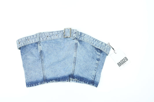 Ragged Jeans Womens Blue Cotton Cropped Tank Size L Off the Shoulder