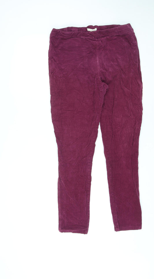 White Stuff Womens Purple Cotton Trousers Size 14 L28 in Regular