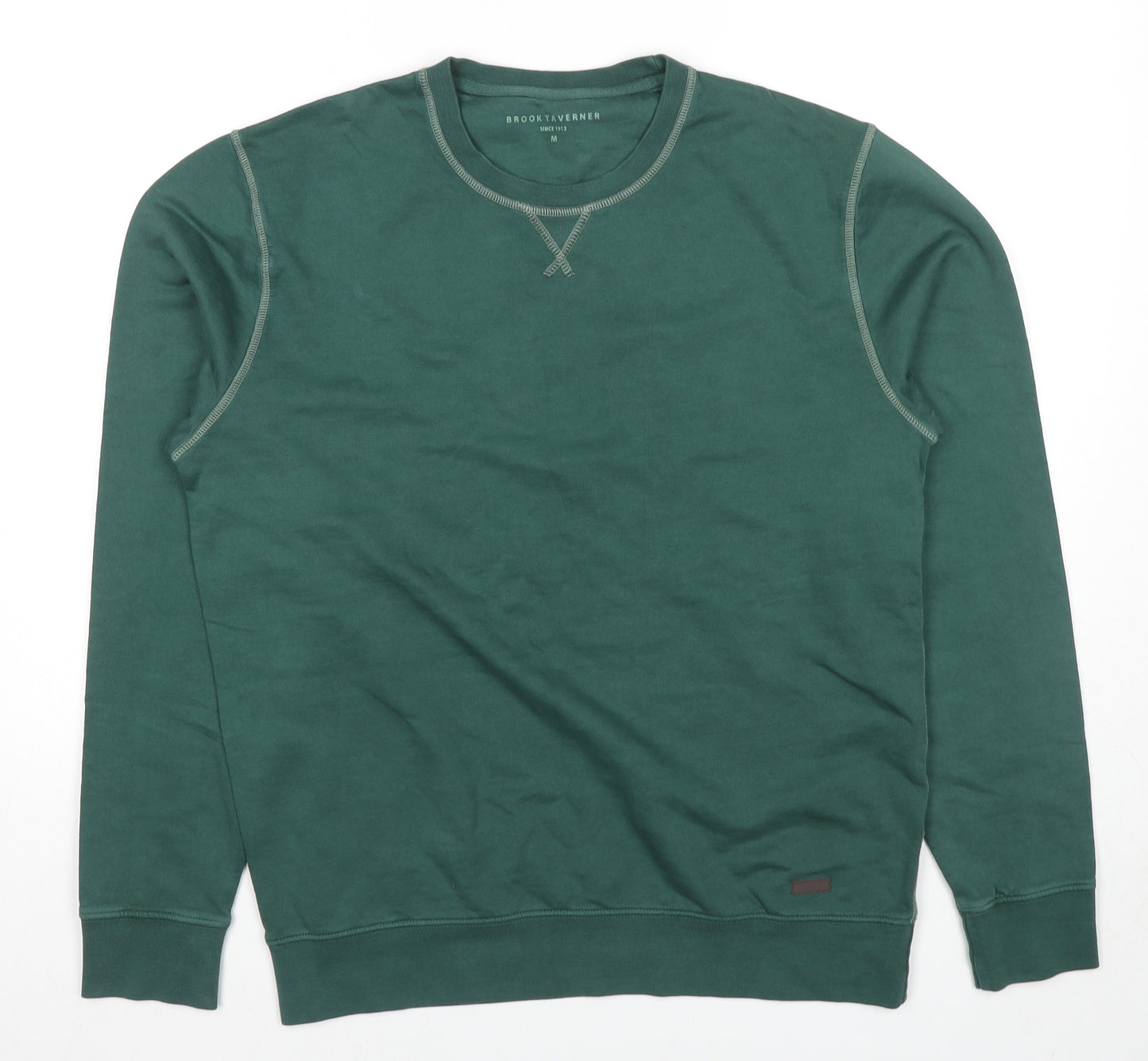 Brook Taverner Mens Green Cotton Pullover Sweatshirt Size M