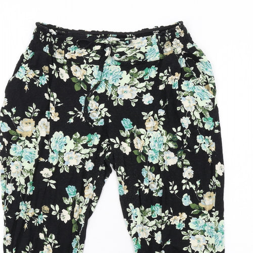 s.Oliver Womens Black Floral Viscose Capri Trousers Size 14 L21 in Regular
