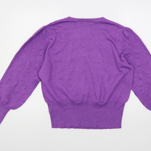 Marks and Spencer Womens Purple Round Neck Viscose Pullover Jumper Size L