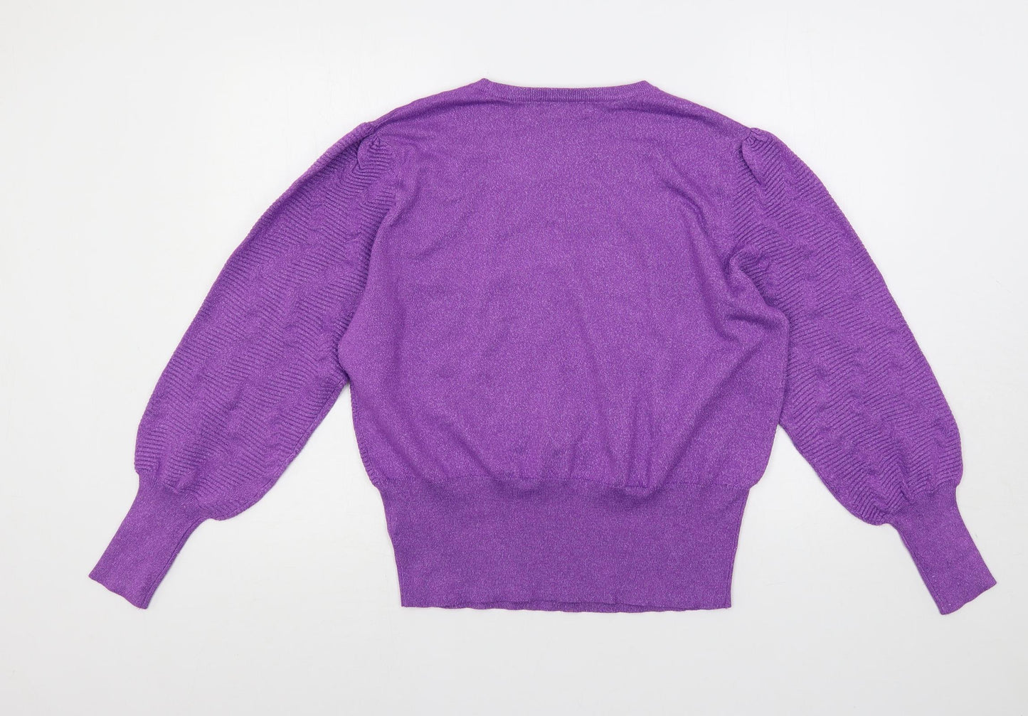 Marks and Spencer Womens Purple Round Neck Viscose Pullover Jumper Size L